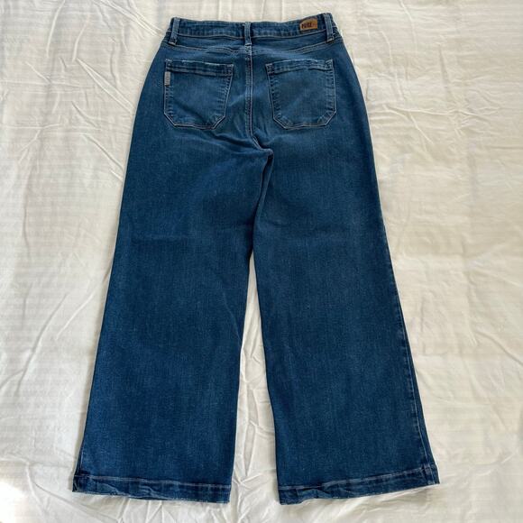 Paige Women's Wide Leg Denim Genesse Crop Dark Wash Size 28Wx26L - Picture 8 of 12